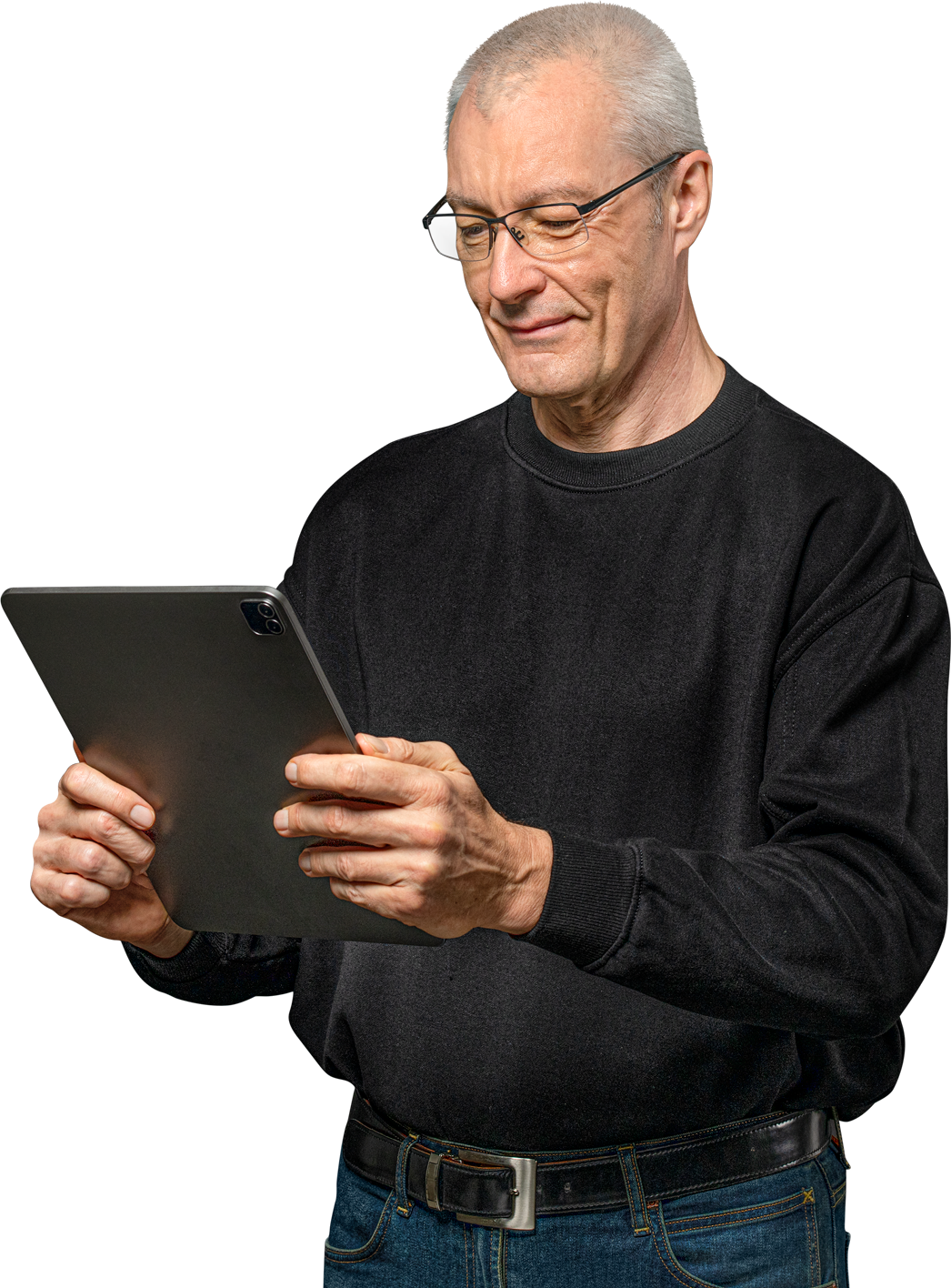 man with tablet